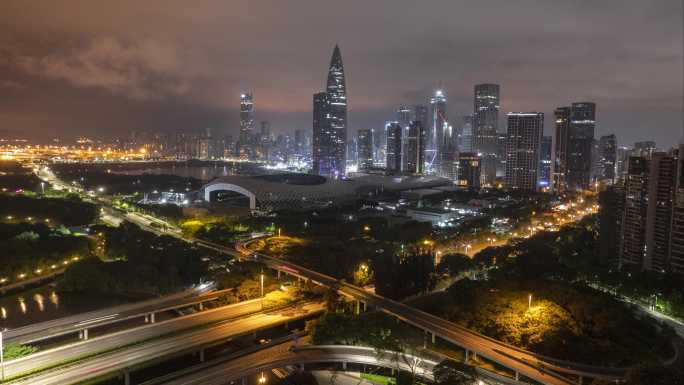 深圳湾华润大厦沙河滨海立交夜景延时