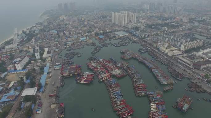 北海国际客运港电建渔港2016年历史素材