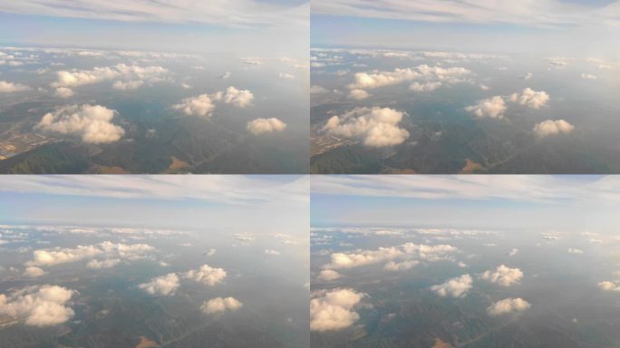 飞机窗外江西景德镇上空的云景
