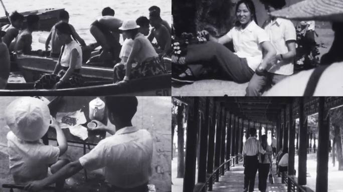 60年代70年代公园游客年轻人谈恋爱