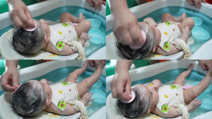 【4k原创】婴儿洗头素材