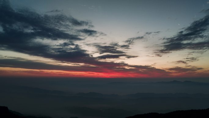 巴南林基水库日月同辉朝霞延时空镜