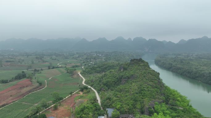 航拍崇左雨花石景区