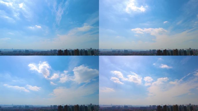 城市蓝天白云风景延时摄影视频素材60
