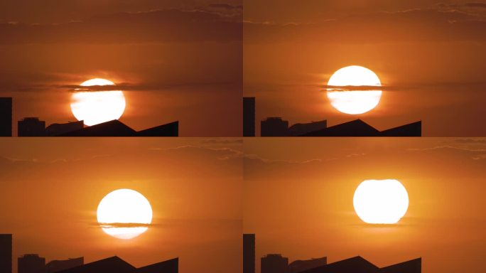 【8K】城市日出 上升的太阳