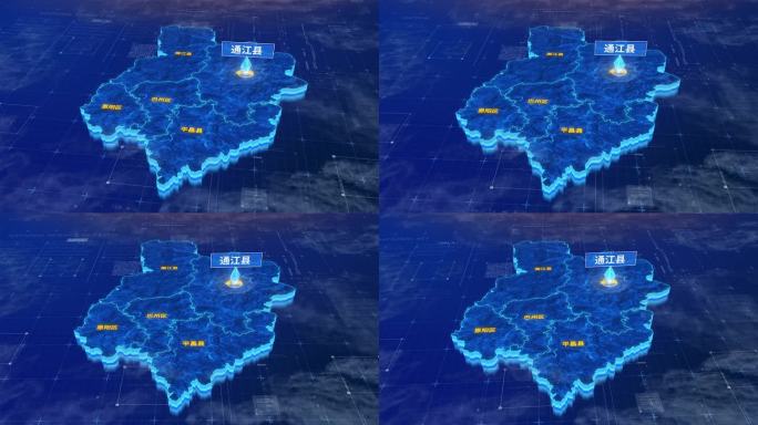 巴中市通江县三维蓝色科技地图