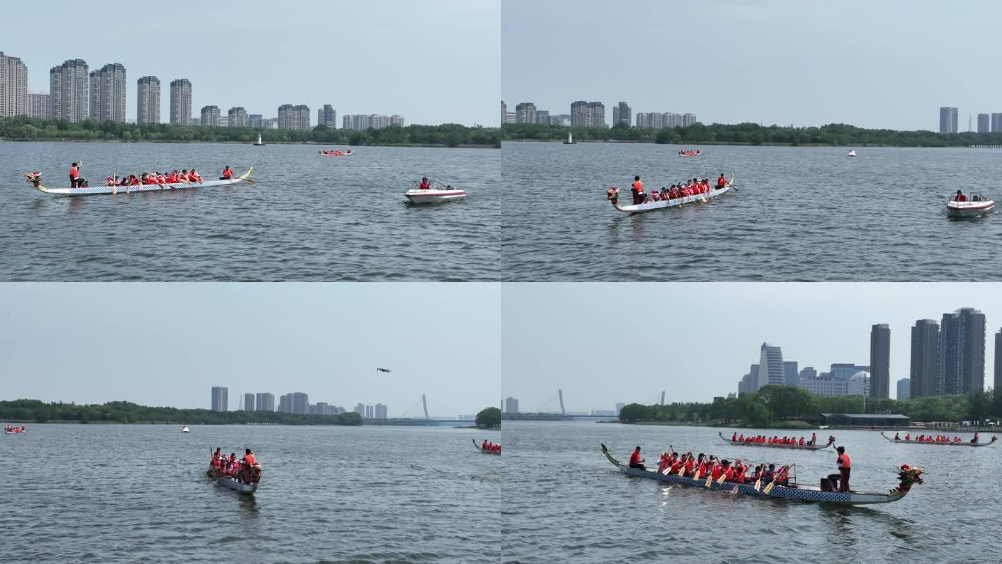 沈阳浑河端午节龙舟比赛4K高清航拍