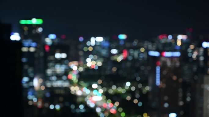 灯火斑斓的城市夜景镜头虚化