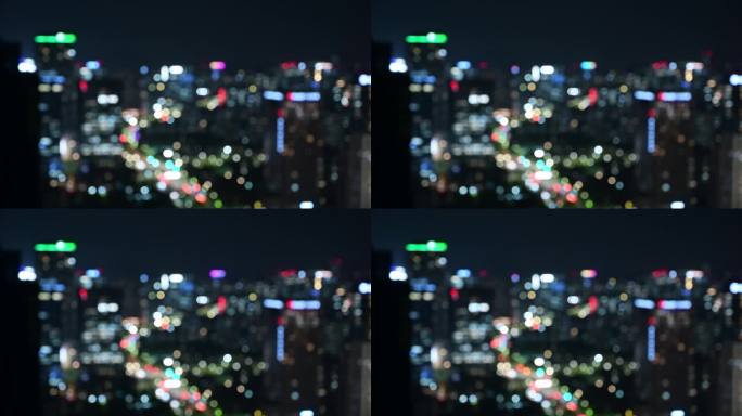 灯火斑斓的城市夜景镜头虚化