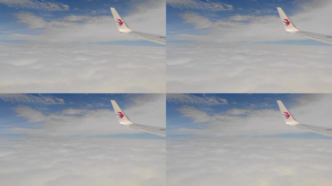 东方航空飞机窗外高空云海风光