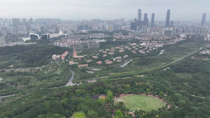 航拍南宁青秀区青秀山城市大景