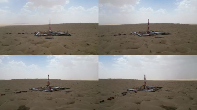 沙漠井架环绕航拍