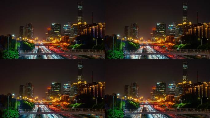 北京夜景车水马龙忙碌快节奏