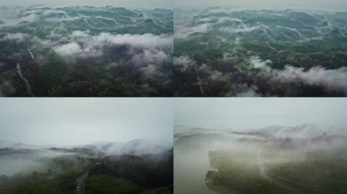 飞天山云雾缭绕航拍