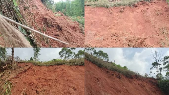 暴雨过后 山体塌方泥石流乡村公路地质灾害