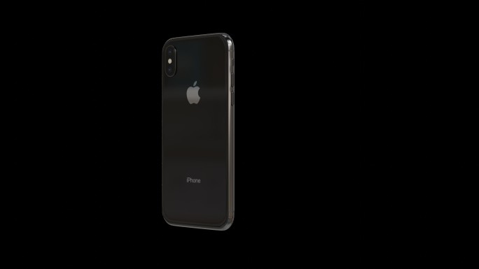 苹果iPhone X黑色手机旋转透明背景