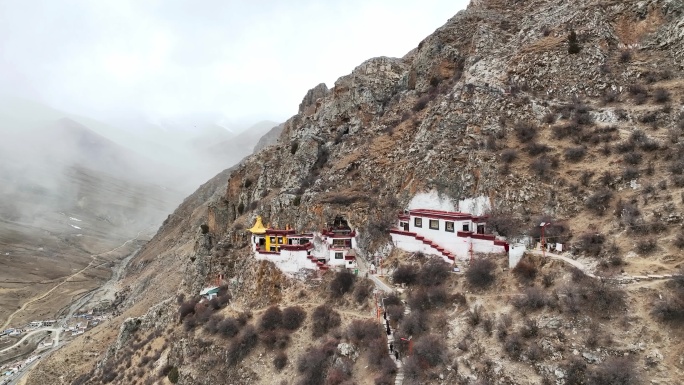 航拍西藏拉萨市达孜区扎耶巴寺