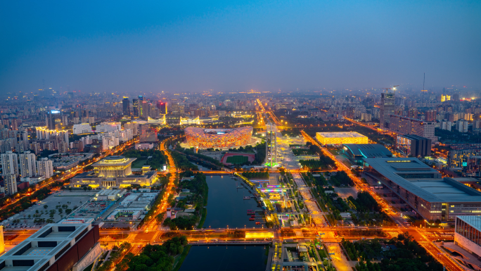 北京鸟巢水立方国家体育场8k延时日转夜