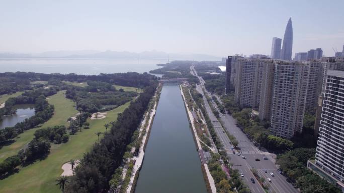 深圳南山区大沙河生态公园科技生态园航拍