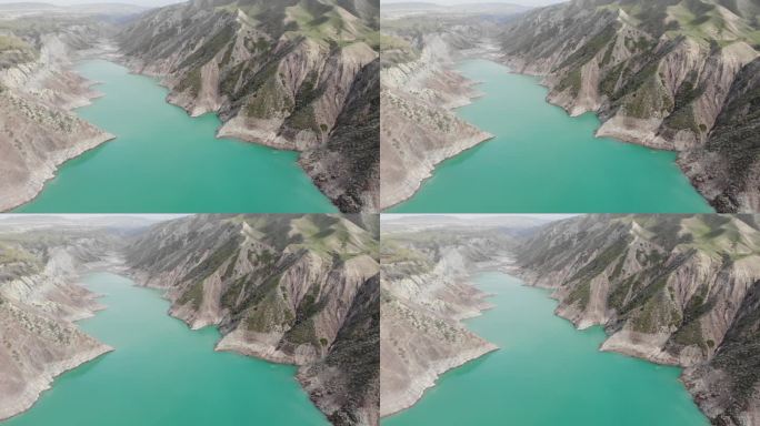 航拍 俯瞰新疆肯斯瓦特水库