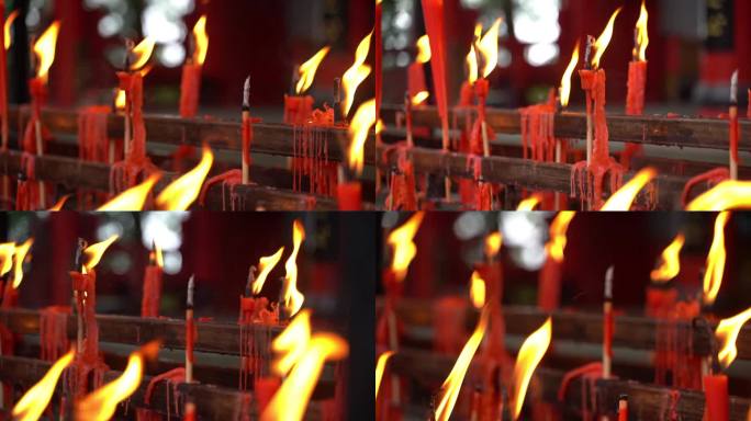 青城山道观香火的蜡烛
