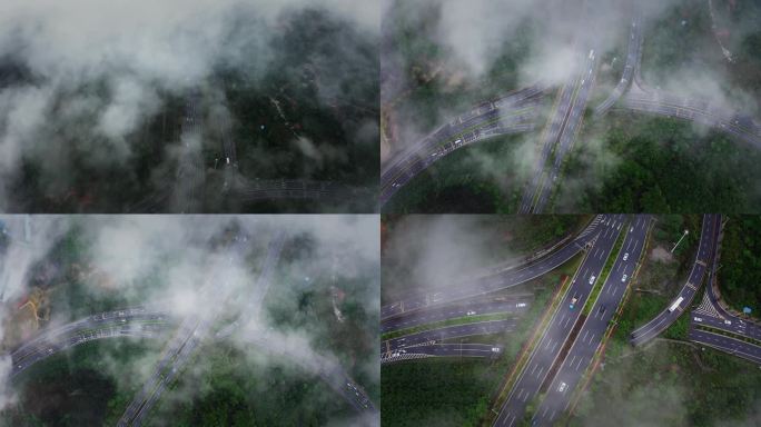 城市立交桥 车流 云雾