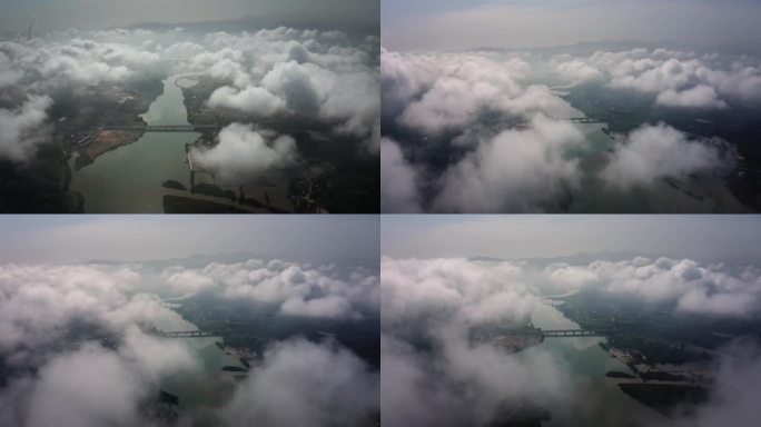 飞天山大桥云海云雾缭绕航拍