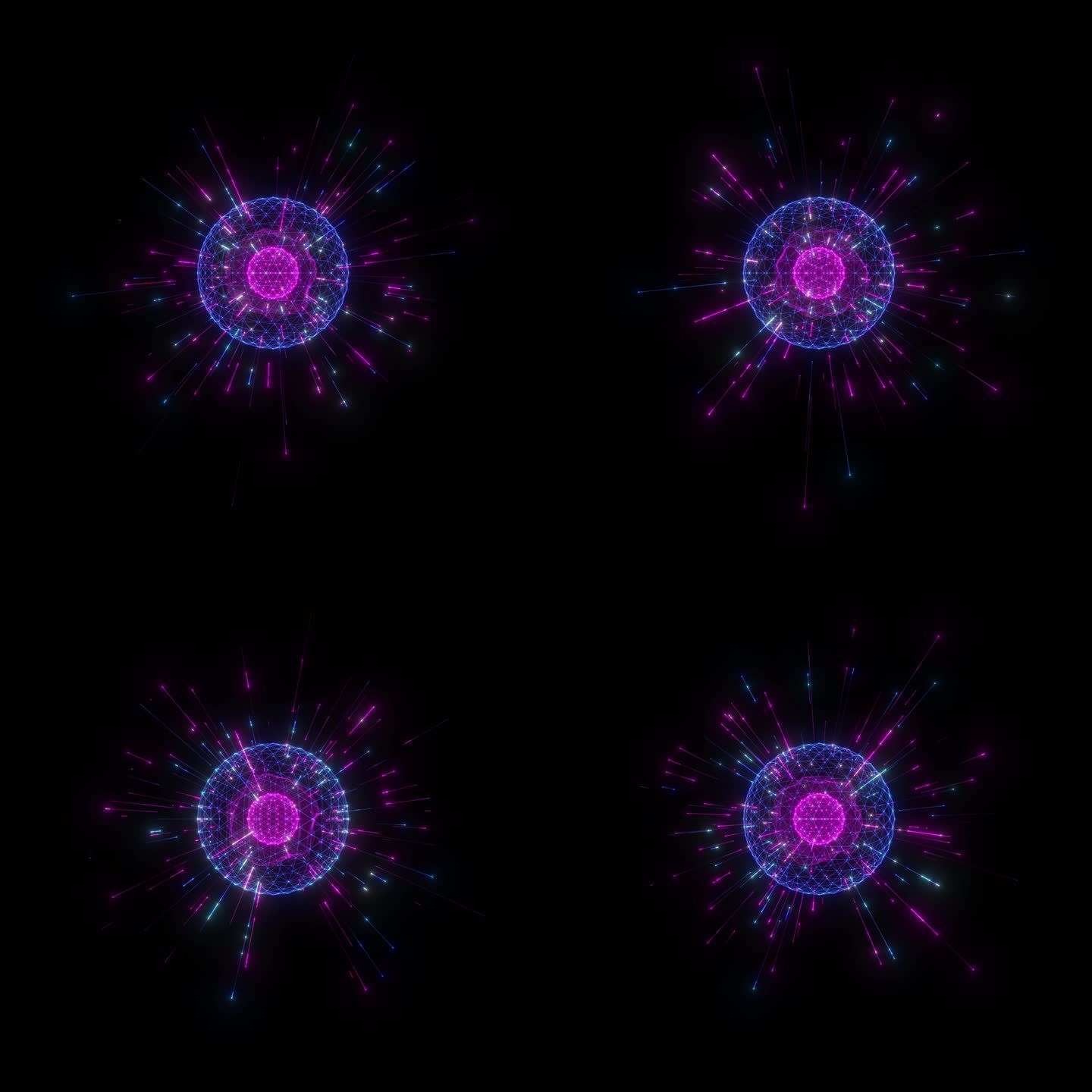 3D粒子球体放射线动效 循环 带透明通道