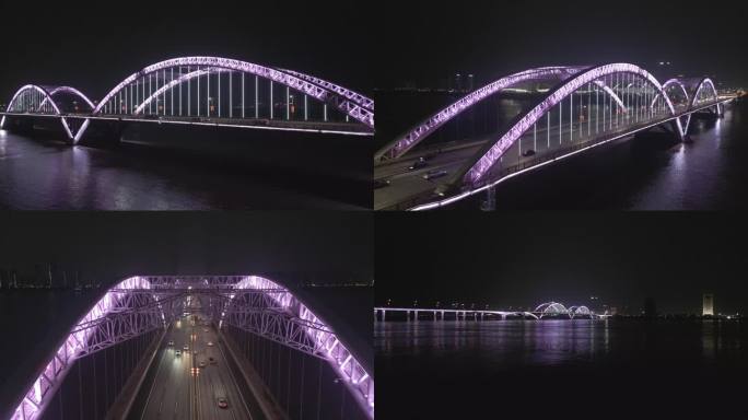 南昌生米大桥航拍夜景地面延时