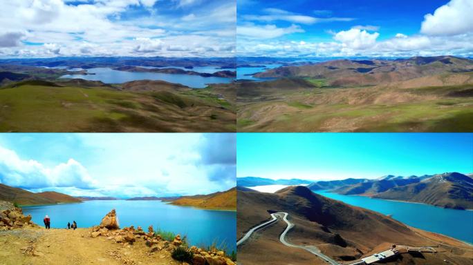 航拍羊卓雍措 西藏羊湖风光旅游 宣传