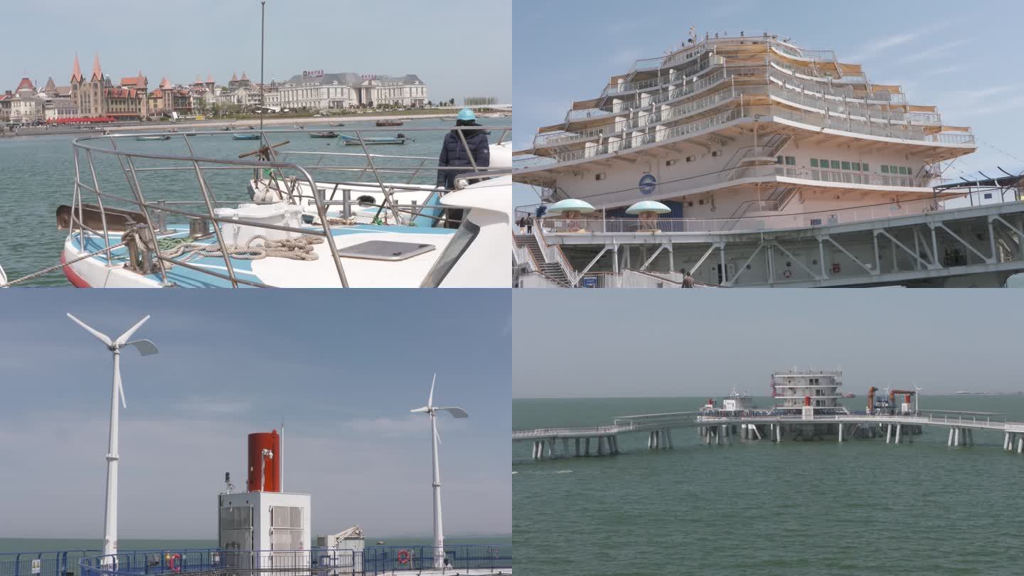 7条4K海上风电养殖设施素材
