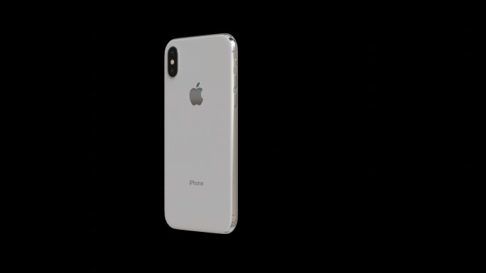 苹果iPhone X白色手机旋转透明背景