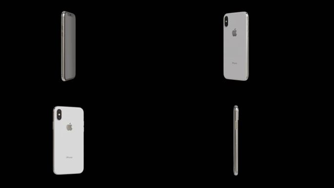 苹果iPhone X白色手机旋转透明背景