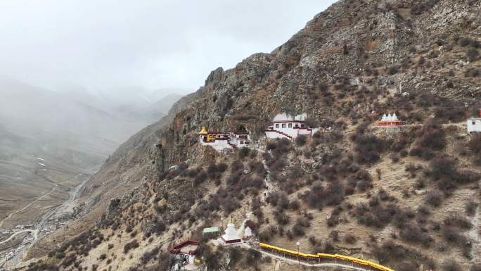 航拍西藏拉萨市达孜区扎耶巴寺