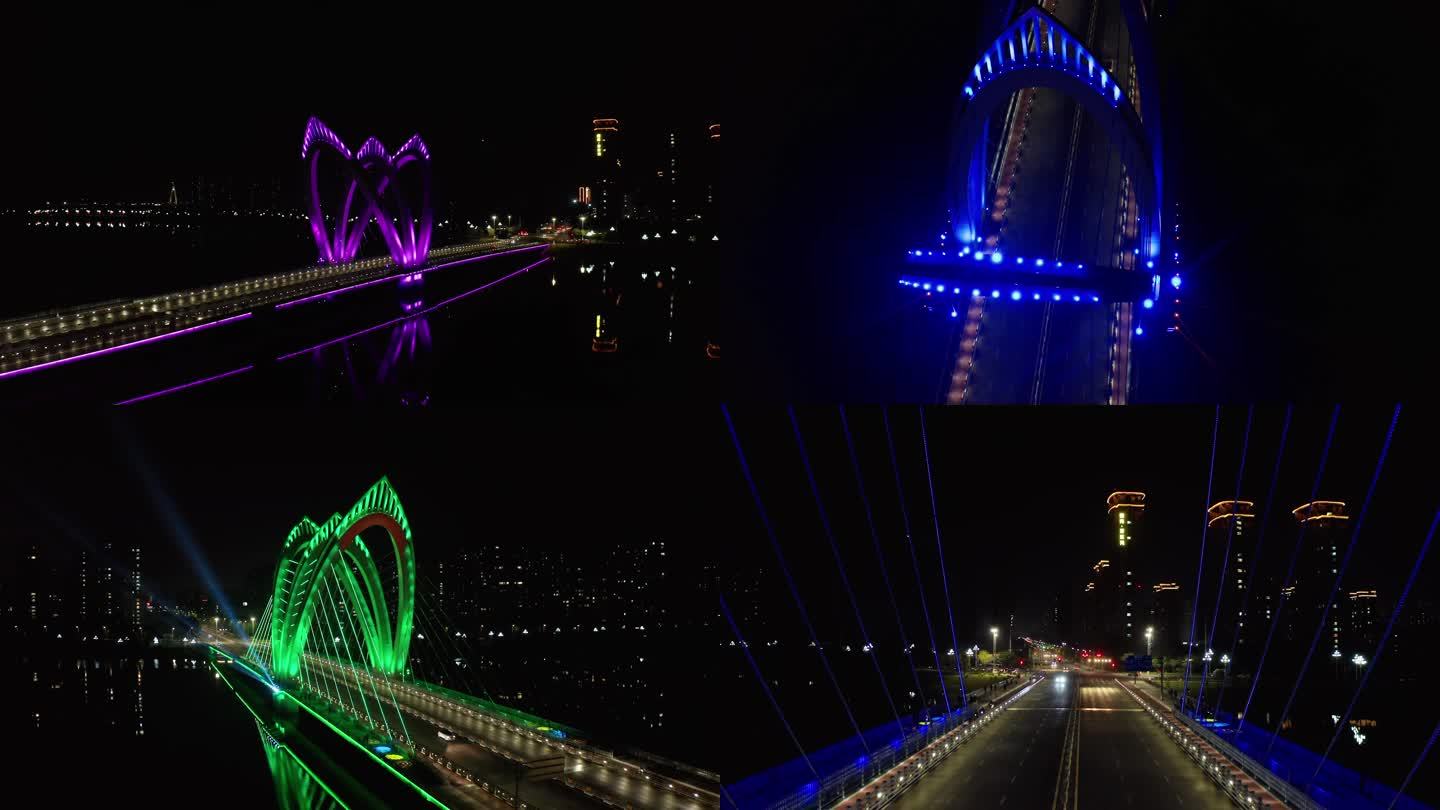 大桥 璀璨霓虹灯唯美夜景高清背景图片,ppt图片 - 51PPT模板网