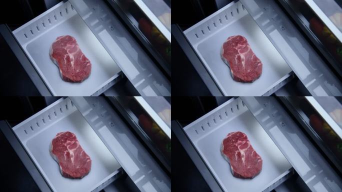 冰箱抽屉里保湿保鲜的大块瘦肉
