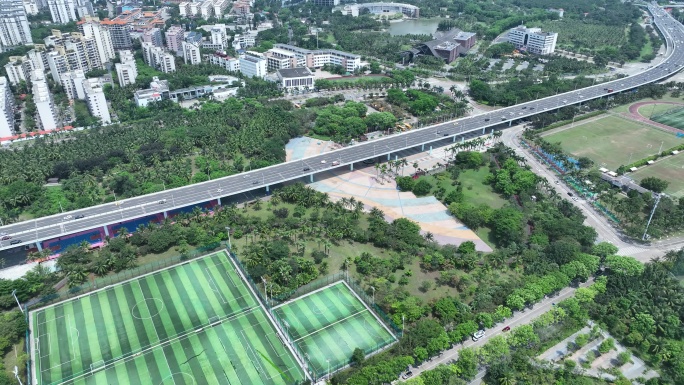 海南岛海口城市实景航拍