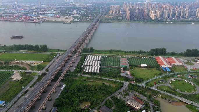 2023长沙湘江过江立交桥行驶着各种车辆