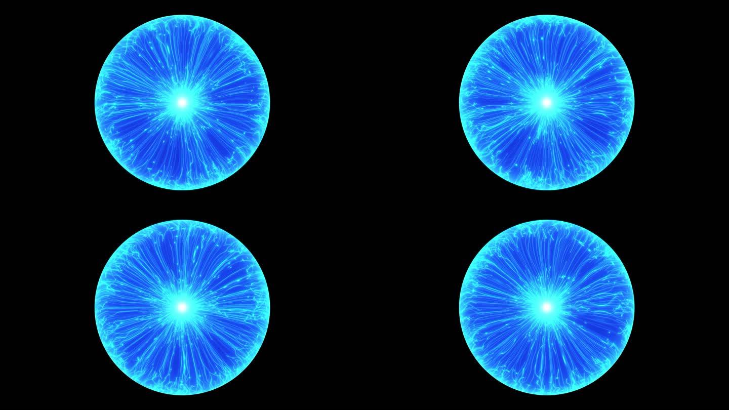 4K蓝色水晶粒子球大无缝循环无缝循环AA
