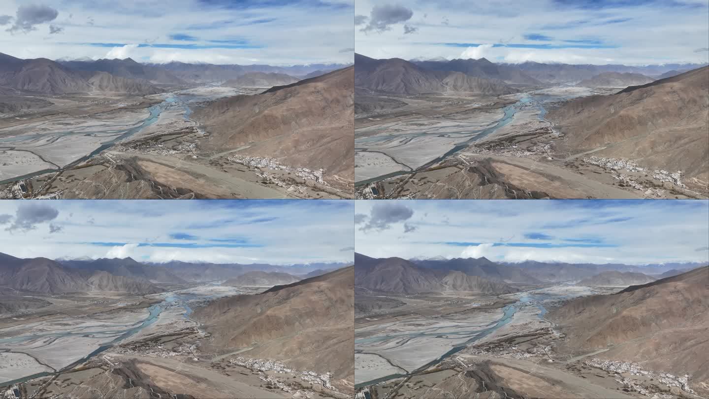 航拍西藏河谷自然风光
