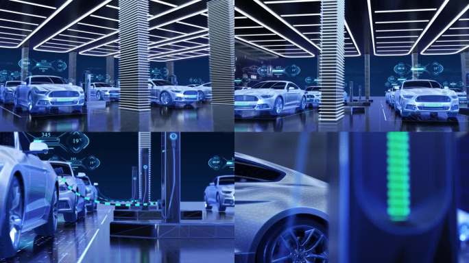 HUD新能源电动汽车智能充电站动画素材