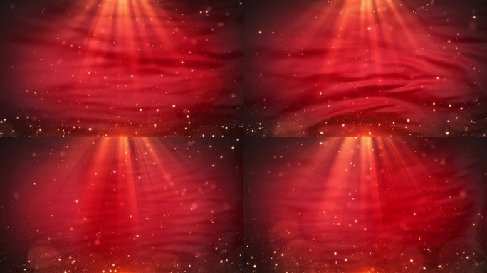4K红色大气开场粒子红绸光效舞台背景