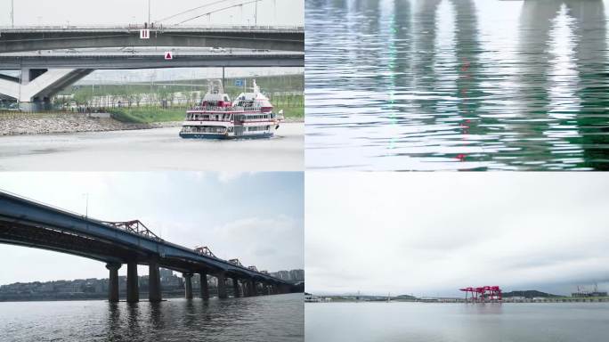 城市湖 游艇 高速桥