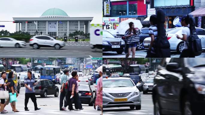 城市建筑 车流 街道行驶