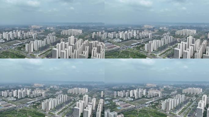 重庆市沙坪坝区大景航拍重庆大学城建筑风光