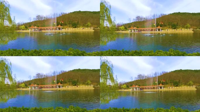 青岛 北岭公园 青山绿水 喷泉 4K素材
