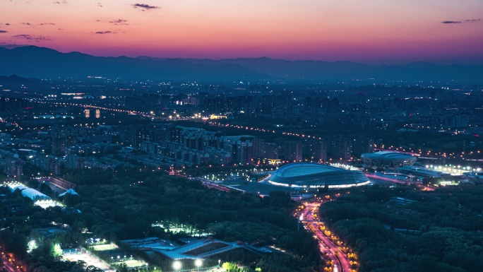 国家速滑馆冰丝带城市夜景灯光延时摄影