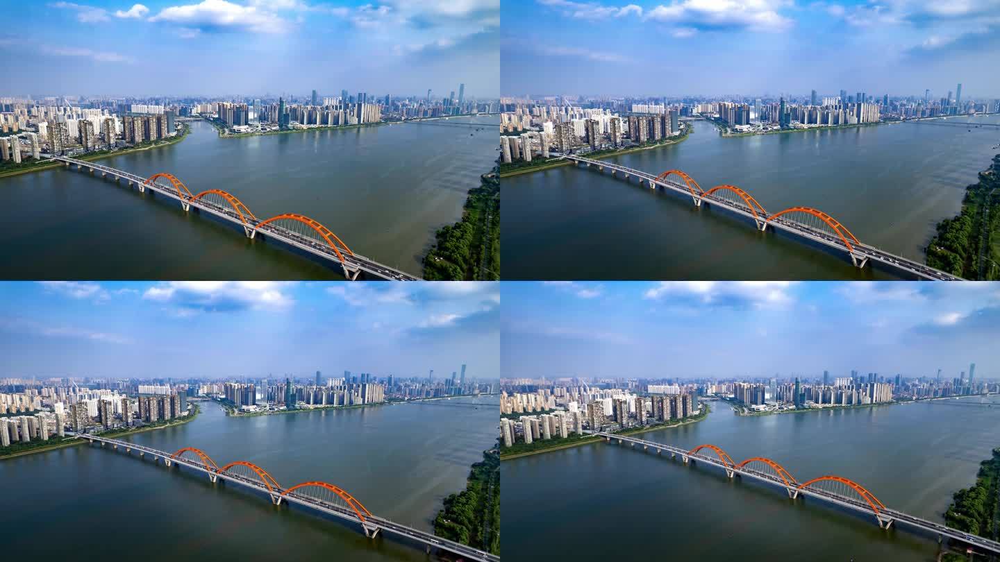 长沙福元路大桥航拍延时摄影