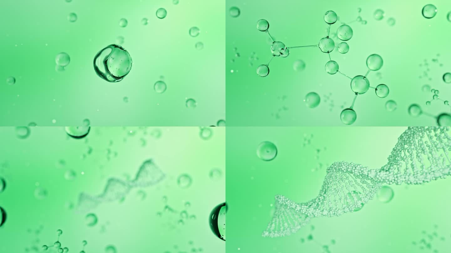 绿色水分子气泡分子链 DNA合集广告素材