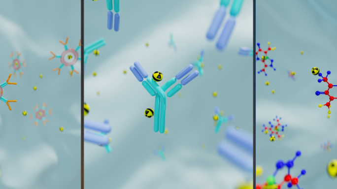 大、小分子，活细胞等药物与放射元素结合